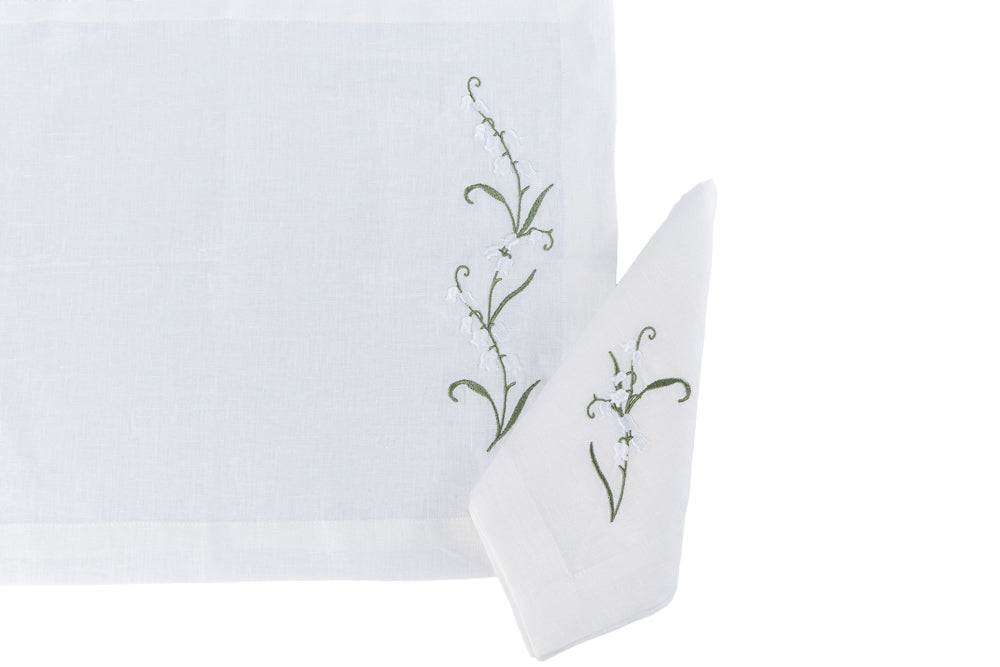 Guardanapo Em Linho Branco Bordado 45x45 - Muguet Home