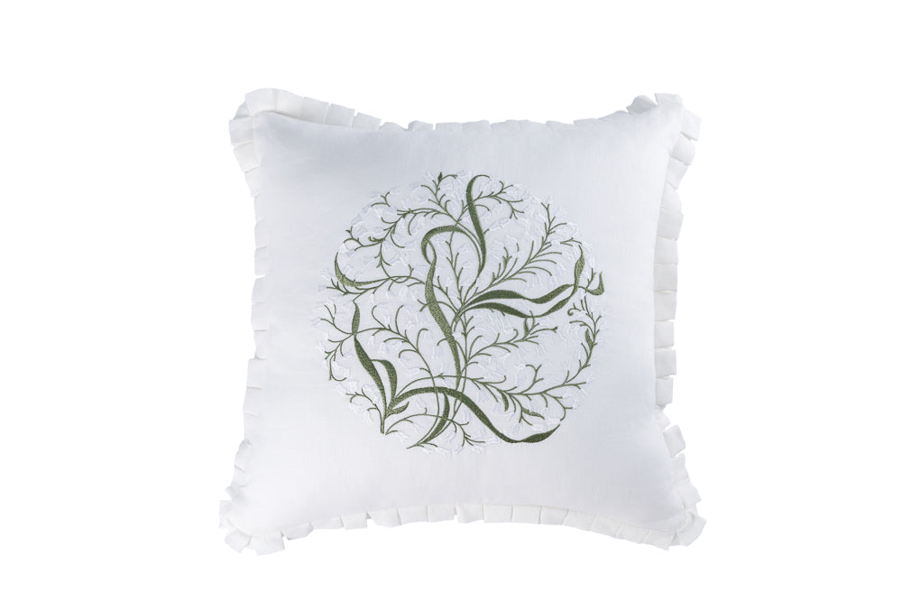 Almofada Les Muguets Linho Branco Bordada 50x50 - Muguet Home