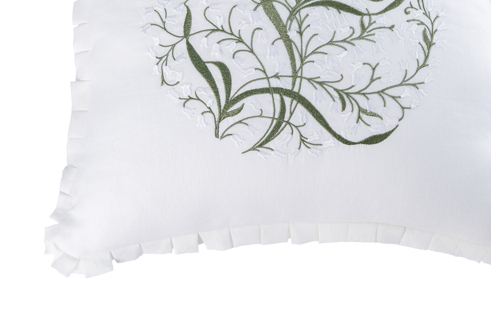 Almofada Les Muguets Linho Branco Bordada 50x50 - Muguet Home