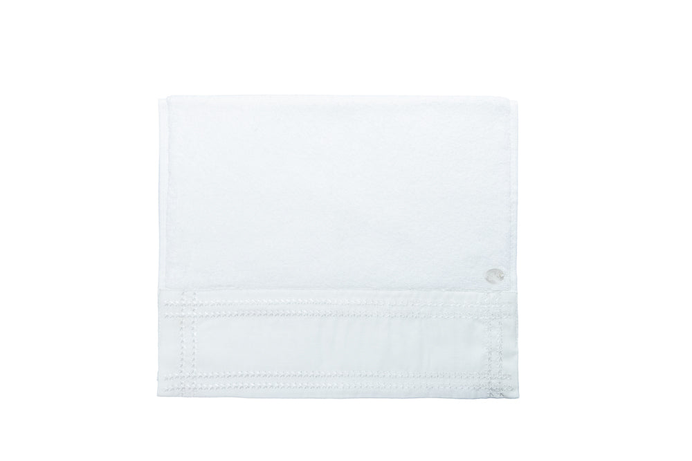 Toalha De Lavabo Pages Blanches Barrado Em Linho Branco Bordado