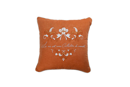 Almofada Souvenirs D'Été Linho Rouge De Fer Bordada Cordão Crú 50x50