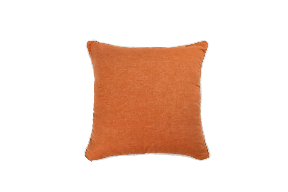 Almofada Souvenirs D'Été Linho Rouge De Fer Bordada Cordão Crú 50x50