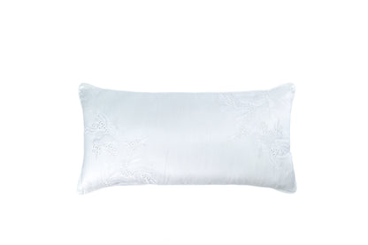 Almofada Pages Blanches Shantung de Seda Off-White Bordado Exclusivo 40x80