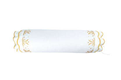 Rolo Soleil De Souvenirs Linho Branco Waves Em Viés e Bordados Jaune Costas 600 Fios Branco 0,40x0,80