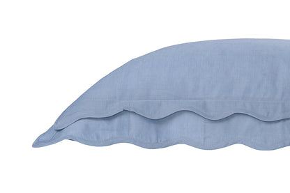 Fronha Avulsa Soleil De Souvenis Linho Azul Costas 600 Fios Branco