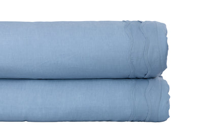 Capa Para Duvet Soleil De Souvenirs Linho Azul Viés Waves
