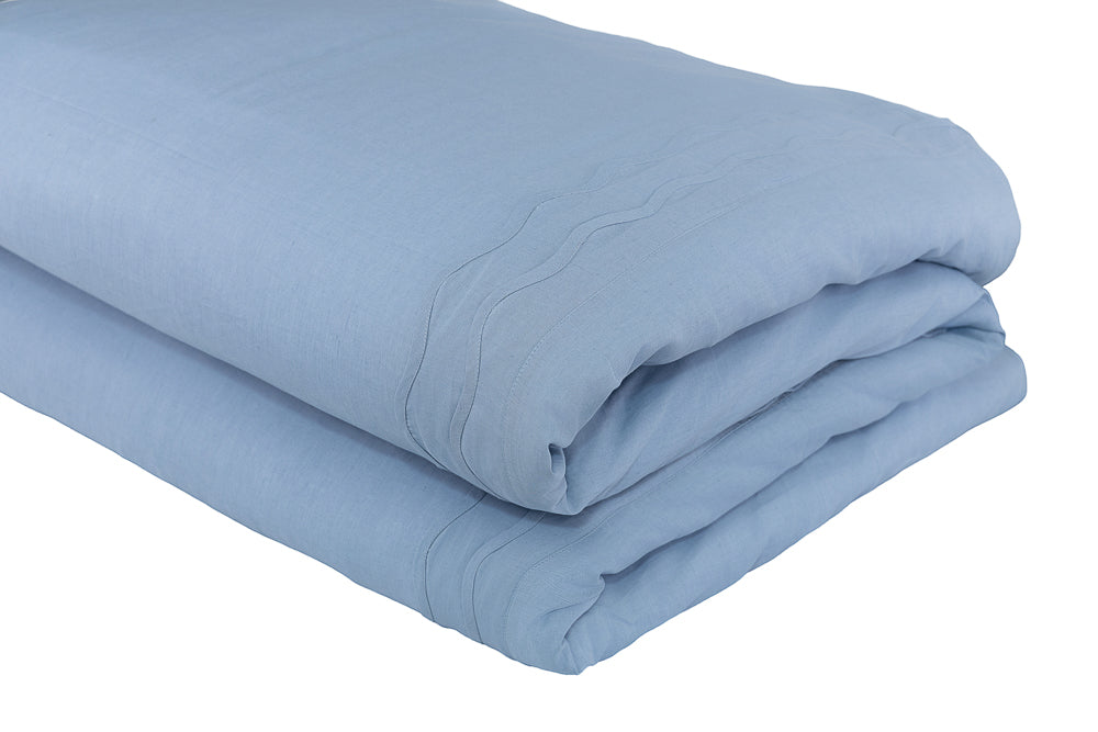 Capa Para Duvet Soleil De Souvenirs Linho Azul Viés Waves