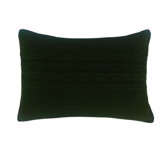 almofada em tricô trança cor verde musgo