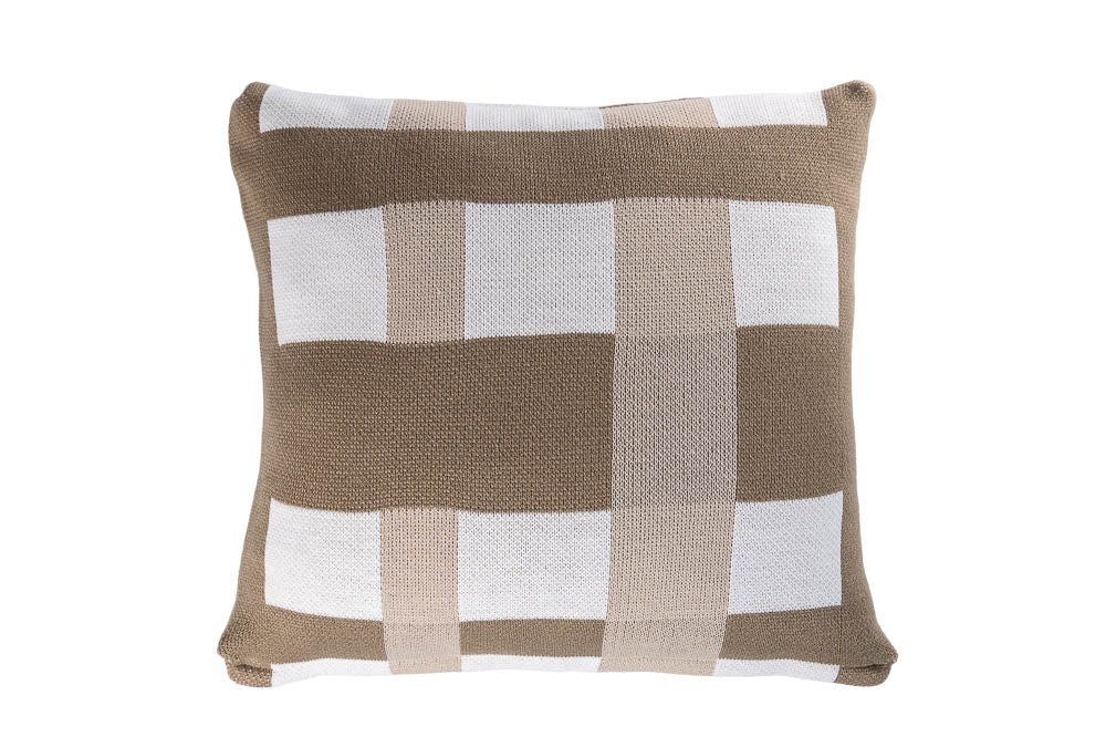 Almofada Refúgio Em Tricô Jacquard Xadrez Tamanho 50x50 - Muguet Home
