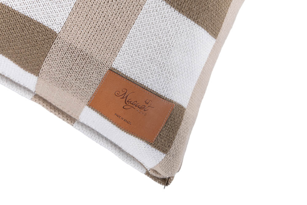 Almofada Refúgio Em Tricô Jacquard Xadrez Tamanho 50x50 - Muguet Home