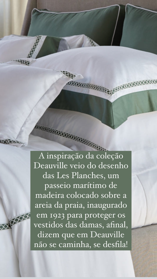 Fronha Avulsa Deauville 3 Abas Branco e Verde Guipuir 600 Fios