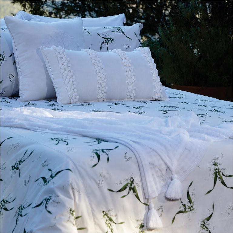 Almofada Rolo Bonheur Du Muguet Tec Decor Bordado 0,22X0,80