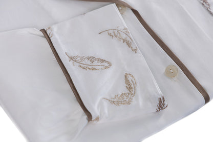 Pijama Feminino Refúgio Branco/Marrom Cacau 600 Fios Bordado - Muguet Home
