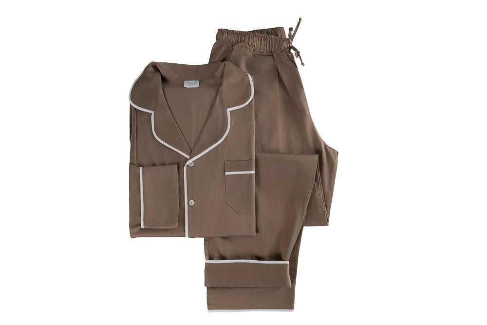 Pijama Refúgio Masculino Marrom Cacau 600 Fios - Muguet Home