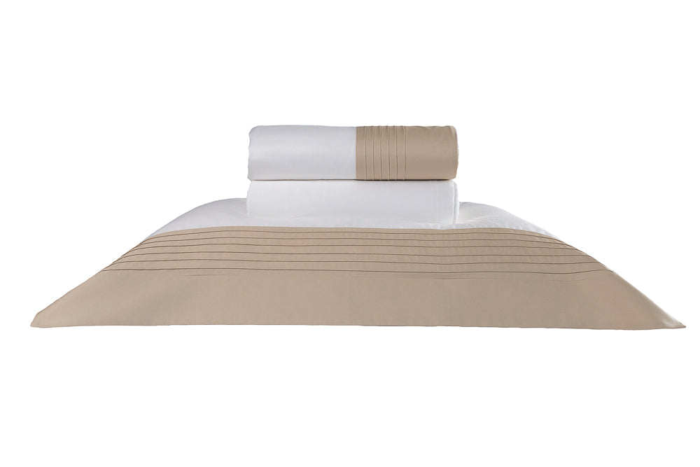 Jogo De Lençol Refúgio Natural Branco/Bege Nervuras 600 Fios - Muguet Home