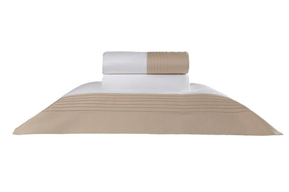 Jogo De Lençol Refúgio Natural Branco/Bege Nervuras 600 Fios - Muguet Home