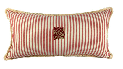 Almofada Bruma Coralina Linho Listrado Bordô/Off White Bordada Coral 40x80