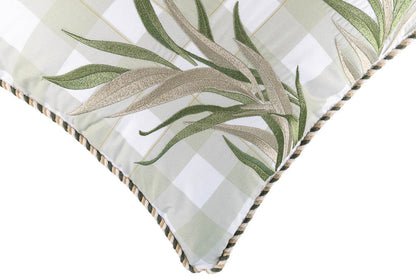 Almofada Refúgio Natural Estampado Xadrez Verde Bordada 50x50 - Muguet Home
