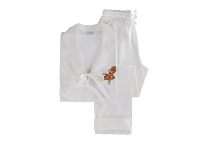 Pijama Feminino Refúgio Campestre Branco 600 fios Bordado/Babados - Muguet Home