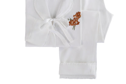 Pijama Feminino Refúgio Campestre Branco 600 fios Bordado/Babados - Muguet Home
