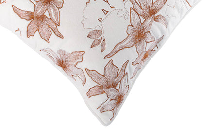 Almofada Veludo Off White Bordada Floral Rouge De Fer 50x50 - Muguet Home