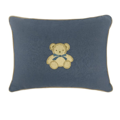 Almofada Le Petit Linho Azul Bordado Urso 40X50