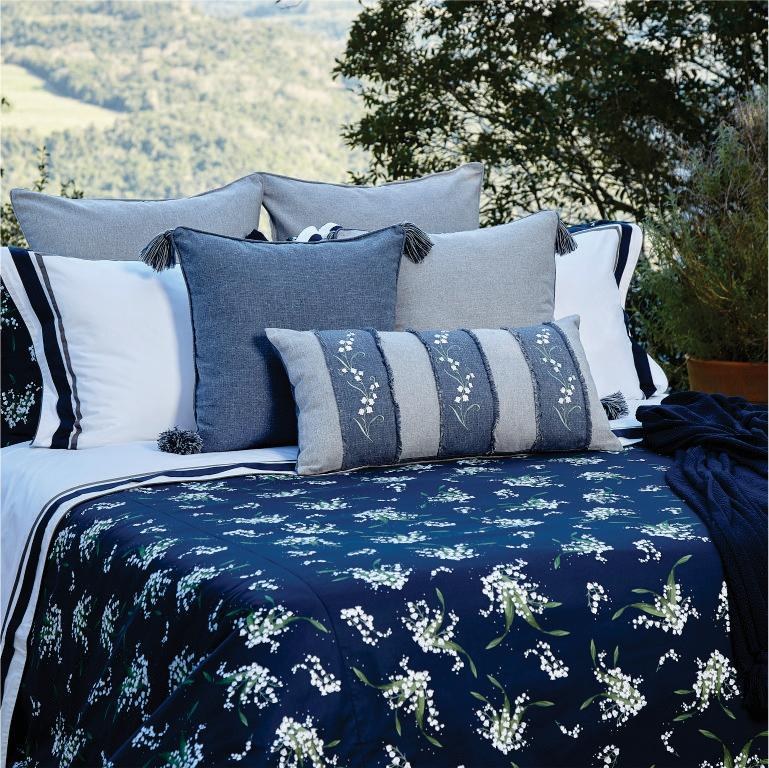 Capa Para Duvet Bonheur Du Muguet Estampado Marinho