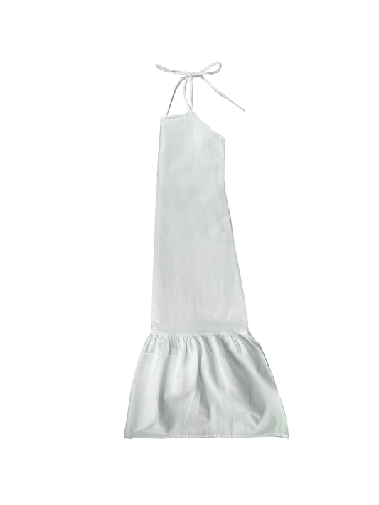 Vestido Bruma Coralina Longo Linho Branco Babado Tamanho Ùnico