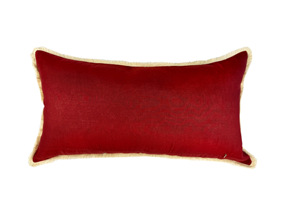 Almofada Bruma Coralina Linho Listrado Bordô/Off White Bordada Coral 40x80