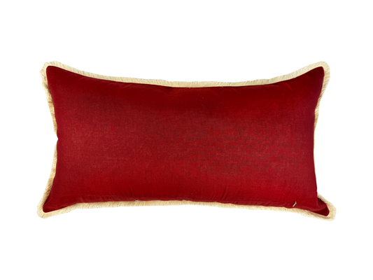 Almofada Bruma Coralina Linho Listrado Bordô/Off White Bordada Coral 40x80