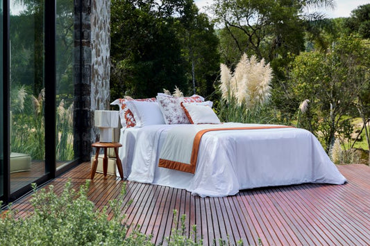 Capa Para Duvet Refúgio Campestre Branco 600 Fios Bordado Pespontos - Muguet Home