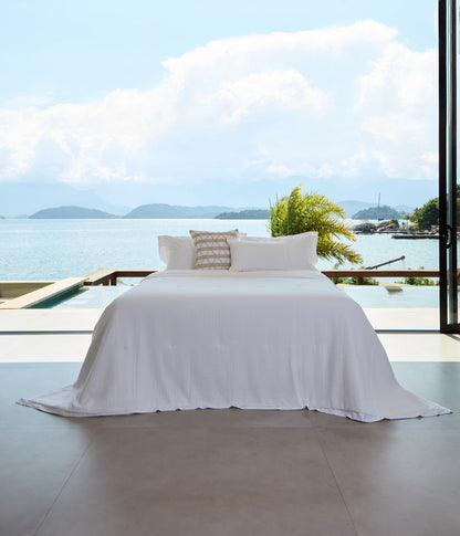 Colcha Costa Serena Tecido Decor Branco e 600 Fios