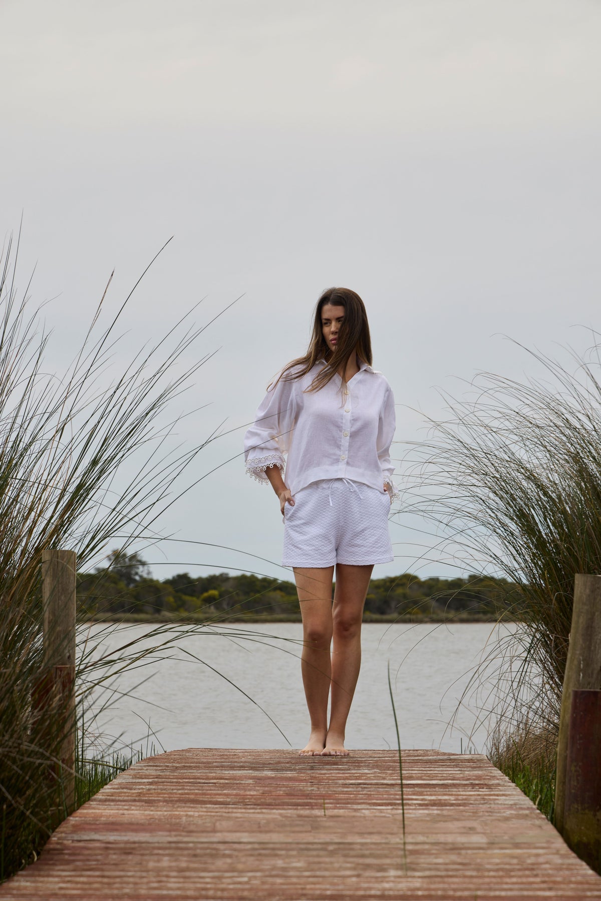 Camisa Pages Blanches Linho Branco Babados Guipuir Tam Único