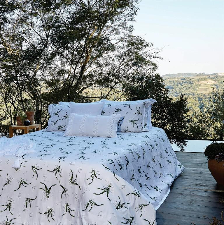 Almofada Rolo Bonheur Du Muguet Tec Decor Bordado 0,22X0,80