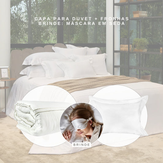 Conjunto Capa para Duvet e Fronhas - Nice 600 fios Bordado Ajour