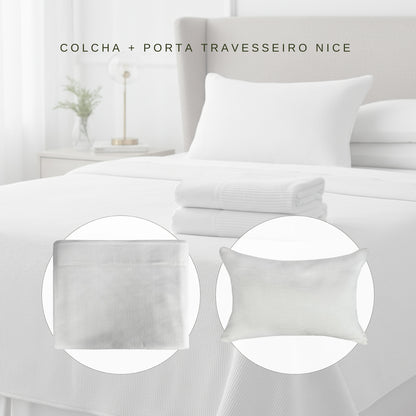Colcha e Porta Travesseiro Nice Canelado Décor 100% Algodão