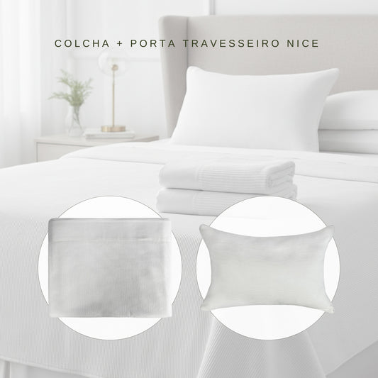Colcha e Porta Travesseiro Nice Canelado Décor 100% Algodão