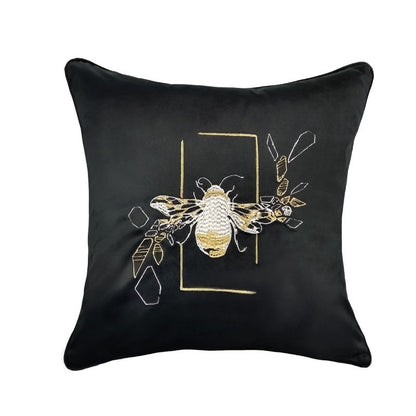 Almofada Royal Veludo Preto Bordada 50X50 - Muguet Home