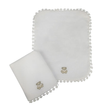 Toalha De Boca Le Petit Bordado Urso E Guipir Branca - Muguet Home